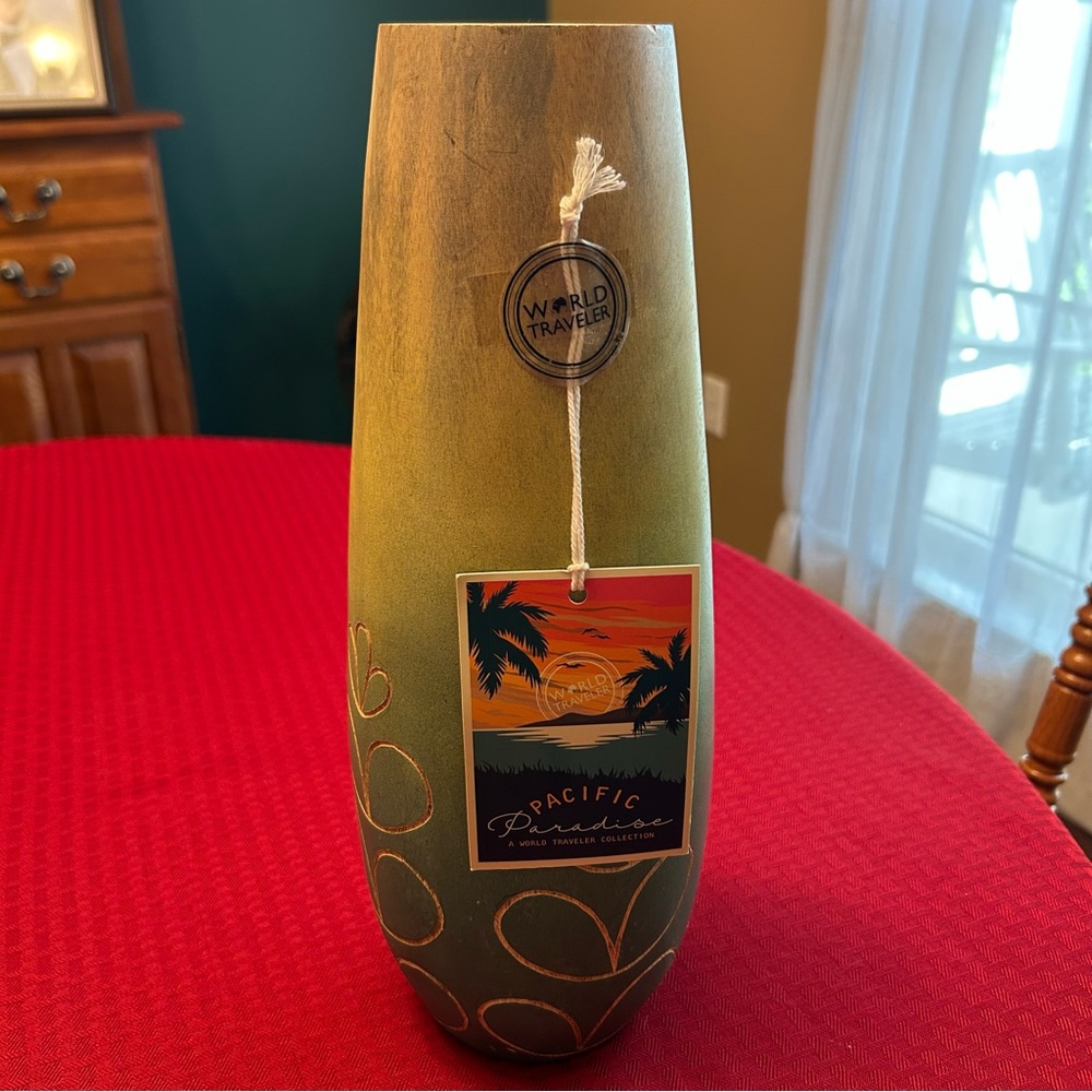 World Traveler Wooden Vase Pacific Paradise Collection 14” Tall Gradient Colors